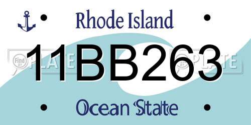 11BB263 Rhode Island License Plate