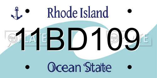 11BD109 Rhode Island License Plate