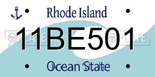 11BE501 Rhode Island License Plate