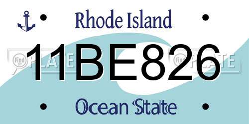 11BE826 Rhode Island License Plate