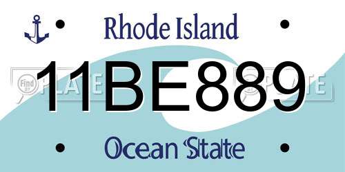 11BE889 Rhode Island License Plate
