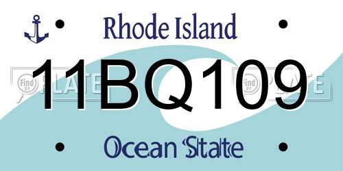11BQ109 Rhode Island License Plate
