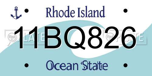 11BQ826 Rhode Island License Plate