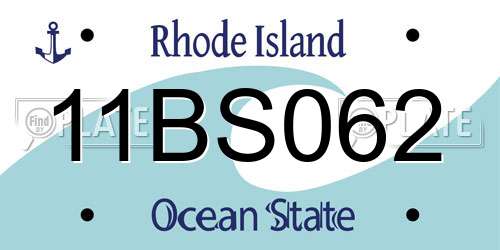 11BS062 Rhode Island License Plate