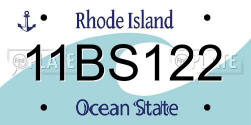 11BS122 Rhode Island License Plate