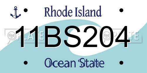 11BS204 Rhode Island License Plate