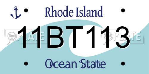 11BT113 Rhode Island License Plate