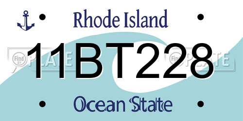 11BT228 Rhode Island License Plate