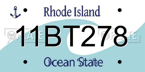 11BT278 Rhode Island License Plate