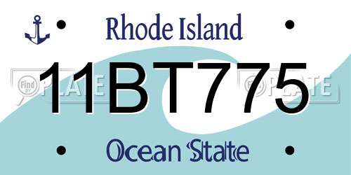 11BT775 Rhode Island License Plate