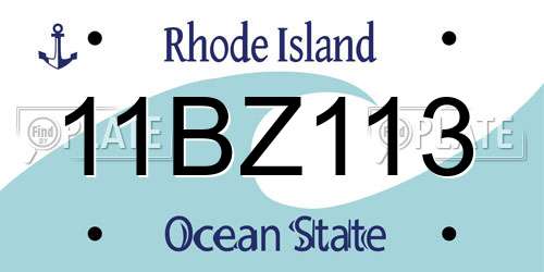 11BZ113 Rhode Island License Plate