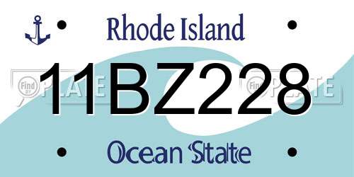 11BZ228 Rhode Island License Plate