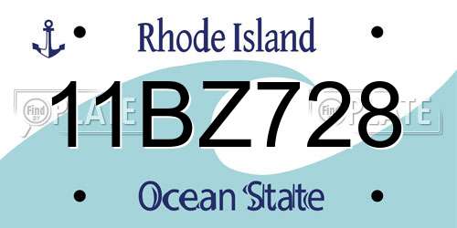 11BZ728 Rhode Island License Plate