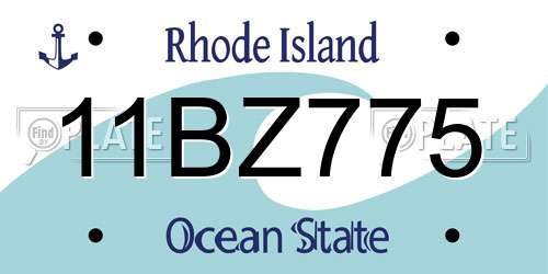 11BZ775 Rhode Island License Plate