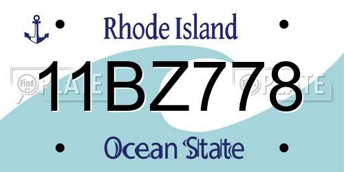 11BZ778 Rhode Island License Plate