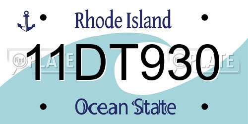 11DT930 Rhode Island License Plate
