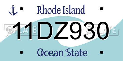 11DZ930 Rhode Island License Plate