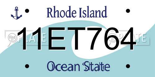 11ET764 Rhode Island License Plate