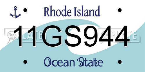 11GS944 Rhode Island License Plate