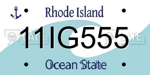 11IG555 Rhode Island License Plate