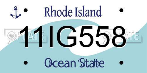 11IG558 Rhode Island License Plate