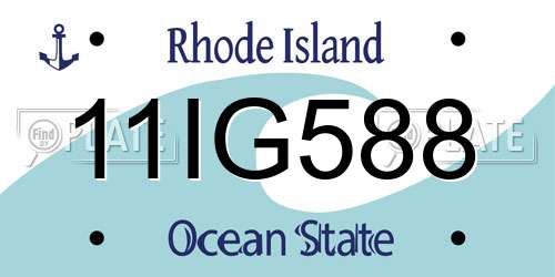 11IG588 Rhode Island License Plate