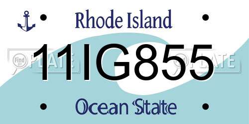 11IG855 Rhode Island License Plate