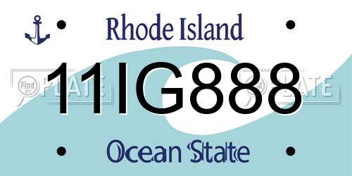 11IG888 Rhode Island License Plate
