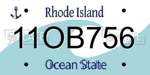11OB756 Rhode Island License Plate
