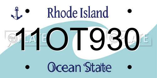 11OT930 Rhode Island License Plate