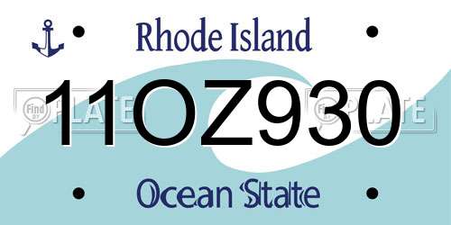11OZ930 Rhode Island License Plate