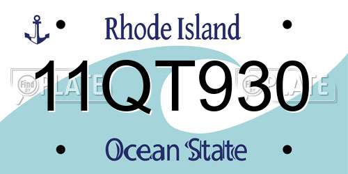 11QT930 Rhode Island License Plate