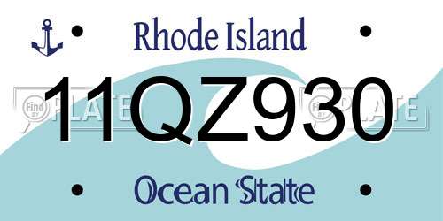 11QZ930 Rhode Island License Plate