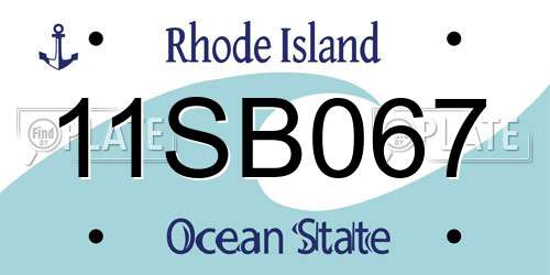 11SB067 Rhode Island License Plate