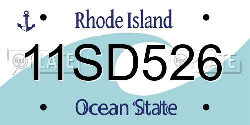 11SD526 Rhode Island License Plate