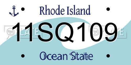 11SQ109 Rhode Island License Plate