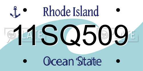 11SQ509 Rhode Island License Plate