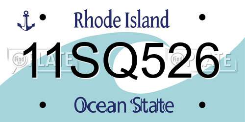 11SQ526 Rhode Island License Plate