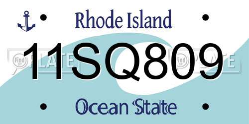 11SQ809 Rhode Island License Plate