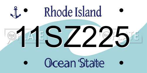 11SZ225 Rhode Island License Plate