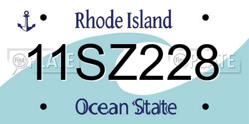 11SZ228 Rhode Island License Plate