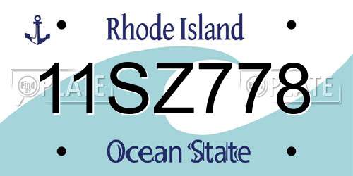 11SZ778 Rhode Island License Plate