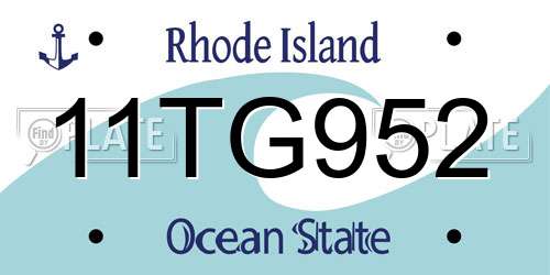 11TG952 Rhode Island License Plate