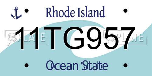 11TG957 Rhode Island License Plate