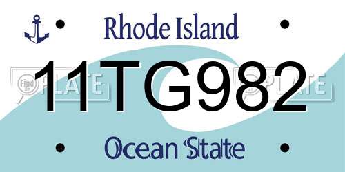 11TG982 Rhode Island License Plate