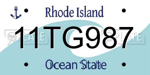 11TG987 Rhode Island License Plate