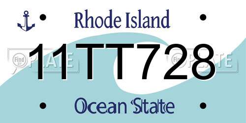 11TT728 Rhode Island License Plate