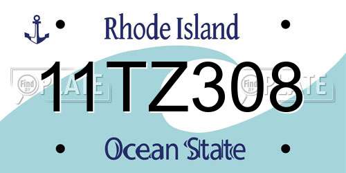 11TZ308 Rhode Island License Plate