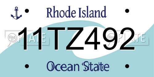 11TZ492 Rhode Island License Plate