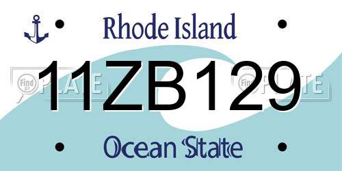 11ZB129 Rhode Island License Plate